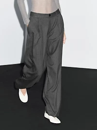 Mid-rise wide-leg pinstripe trousers