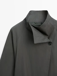 Trench court ceinture coton mélangé