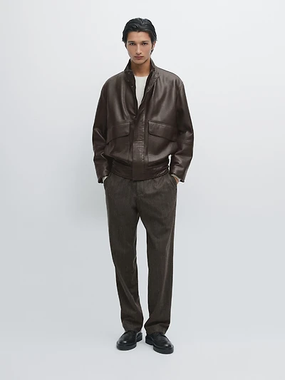 Nappa leather jacket with pockets