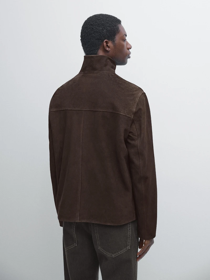 Blouson en cuir effet daim