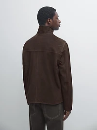 Blouson en cuir effet daim