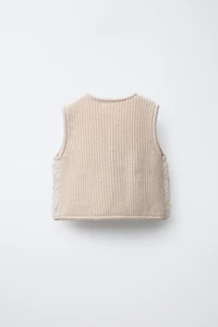 EMBROIDERED FLORAL SHERPA KNIT VEST