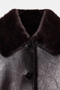 REVERSIBLE DOUBLE FACED FAUX LEATHER JACKET