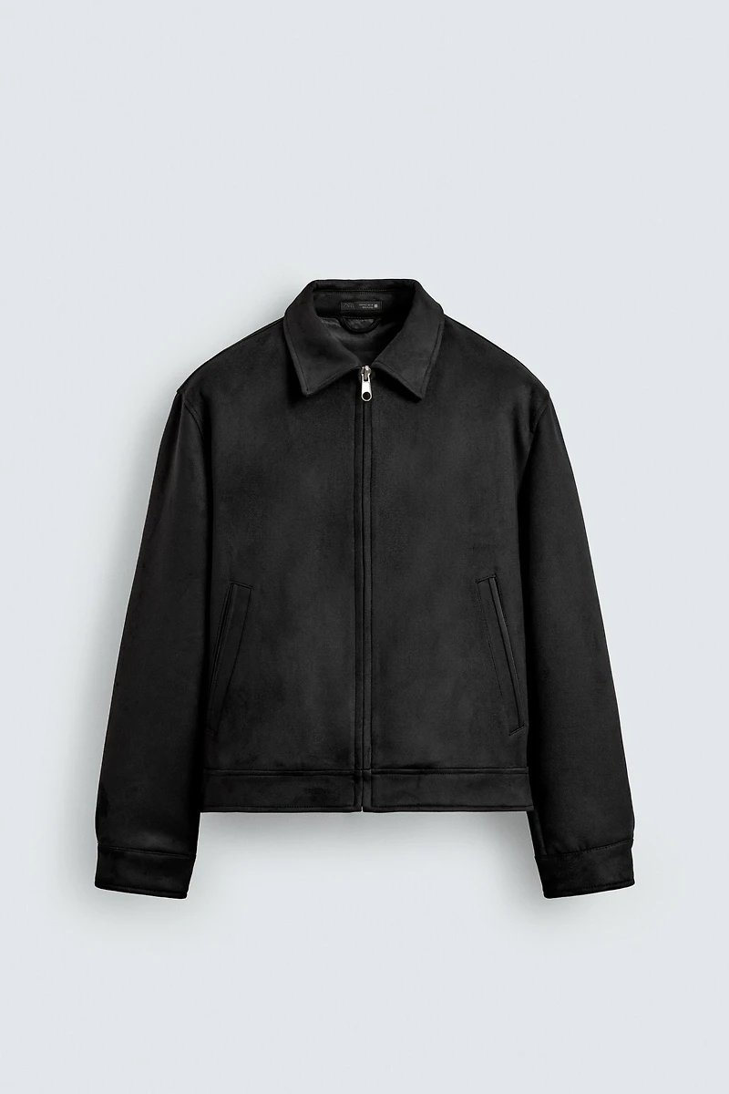 REGULAR FIT FAUX SUEDE JACKET