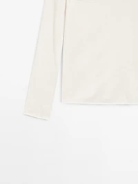 Wool blend boat neck sweater