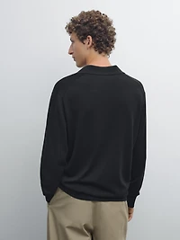 V-neck knit polo sweater