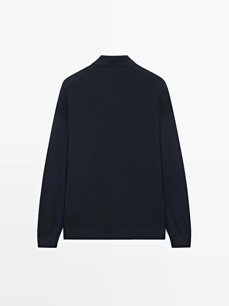 Pull polo en maille de coton