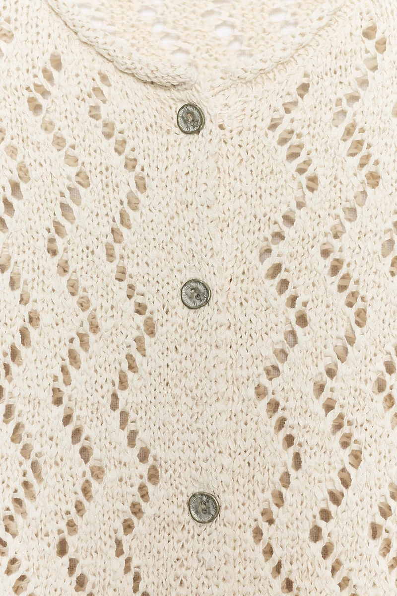ZIGZAG OPEN-KNIT CARDIGAN