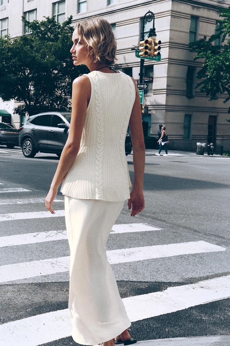CABLE KNIT PEPLUM TOP