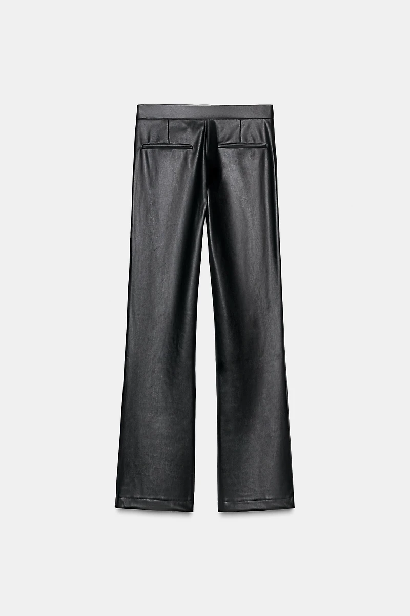 FAUX LEATHER FLARE PANTS