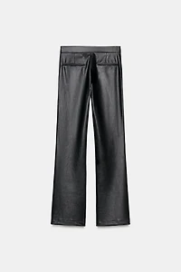FAUX LEATHER FLARE PANTS