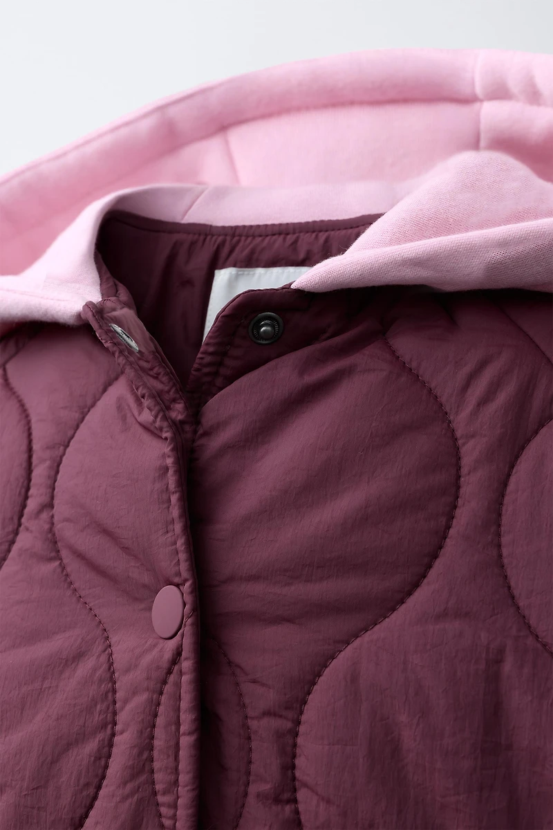 EMBROIDERED BEAR HOODED PUFFER JACKET