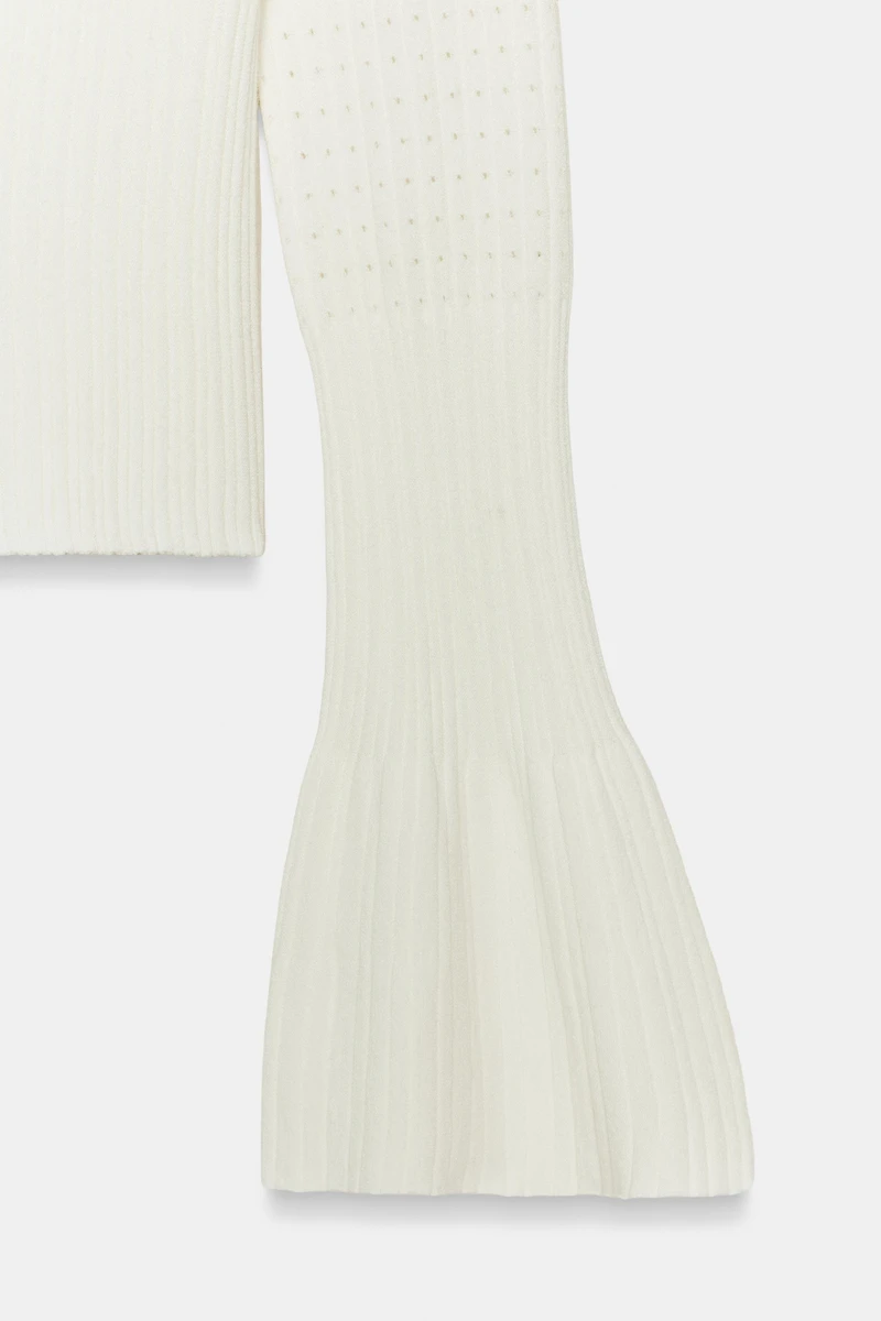 POINTELLE KNIT FLARED SLEEVE JUMPER