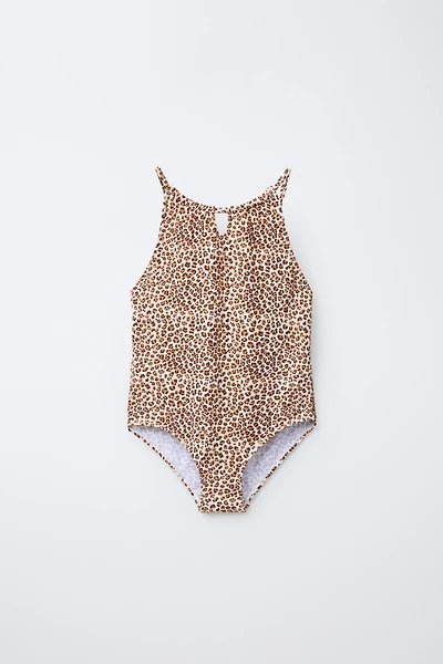 6-14 YEARS/ ANIMAL PRINT CUT-OUT SWIMSUIT