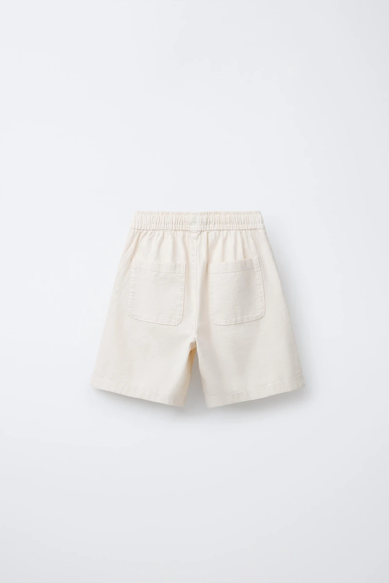 WIDE FIT COTTON SHORTS WITH LABEL