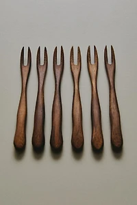 LOT DE 6 FOURCHETTES À APÉRITIF EN BOIS