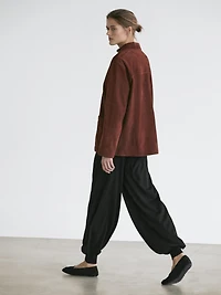 Nubuck leather blazer with lapel