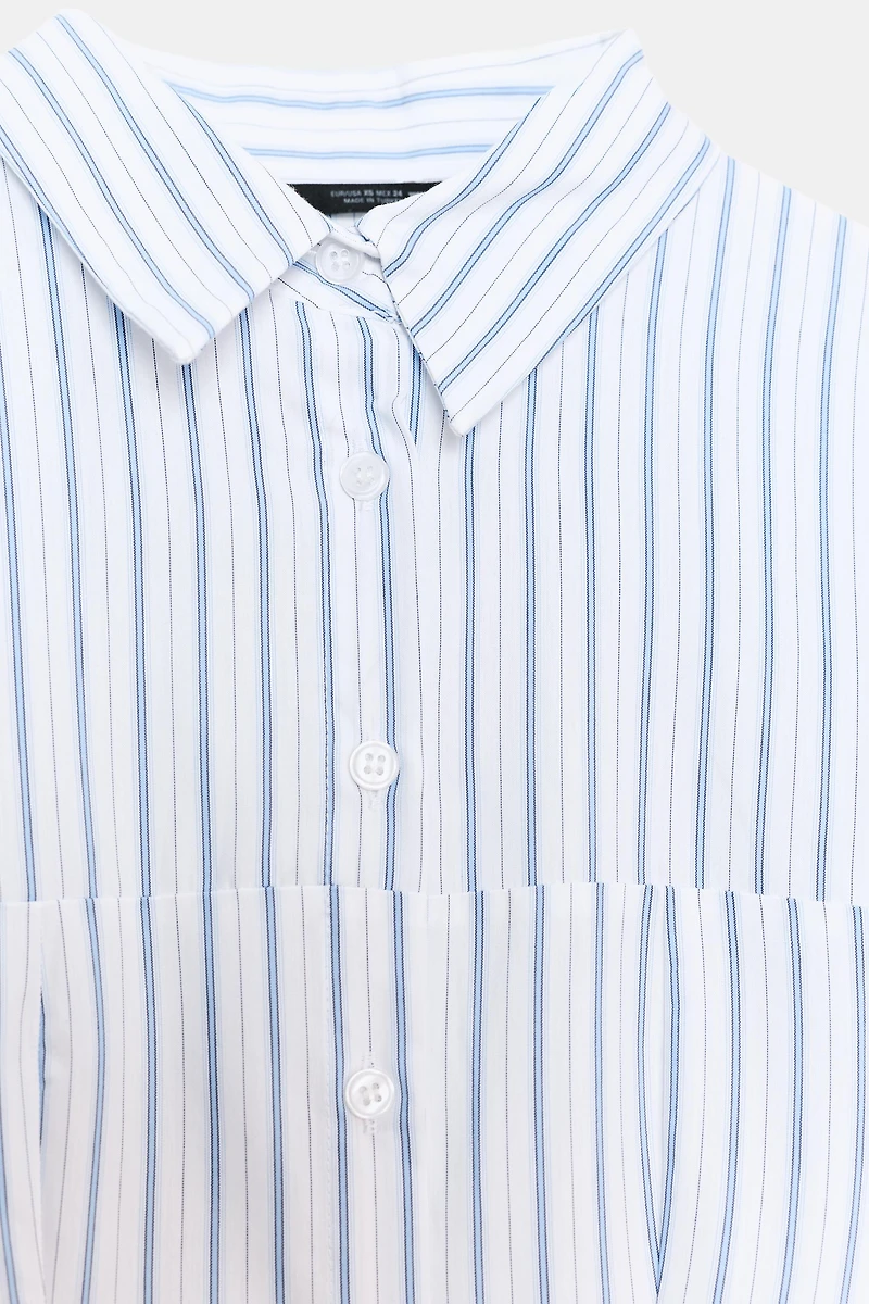 STRIPED MIDI SHIRT DRESS