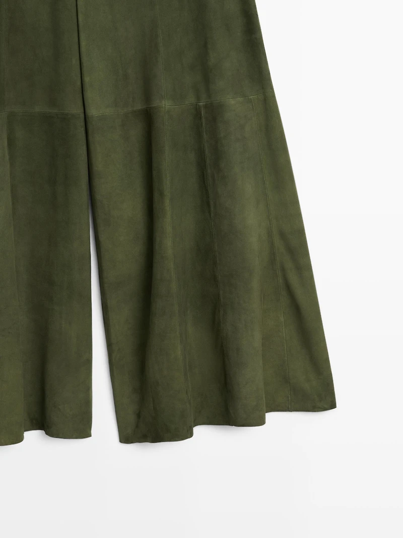 Suede leather wide-leg trousers - STUDIO