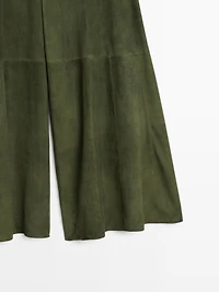 Suede leather wide-leg trousers - STUDIO