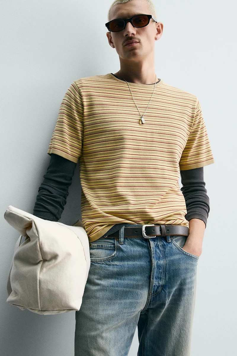 STRIPED JACQUARD T-SHIRT