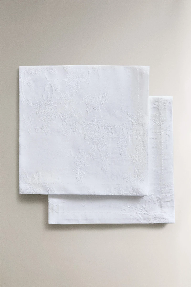 LOT DE 2 SERVIETTES DE TABLE EN COTON JACQUARD