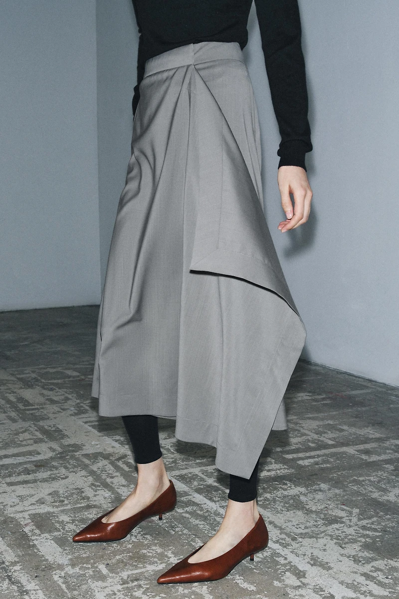 ASYMMETRIC WOOL SKIRT W COLLECTION