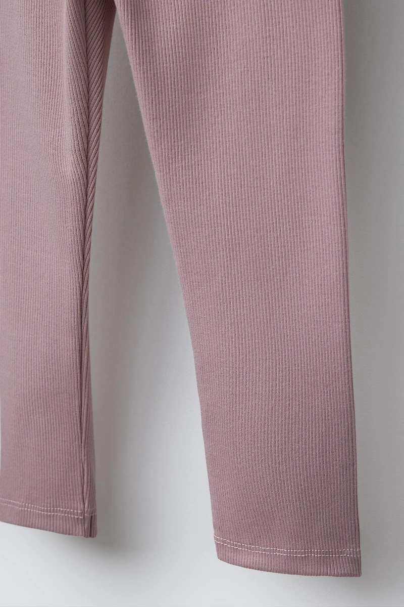 LABEL DETAIL RIBBED LEGGINGS