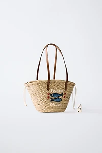 SAC SHOPPER EN RAFFIA POISSONS
