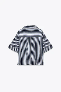 LINEN BLEND CROPPED SHIRT