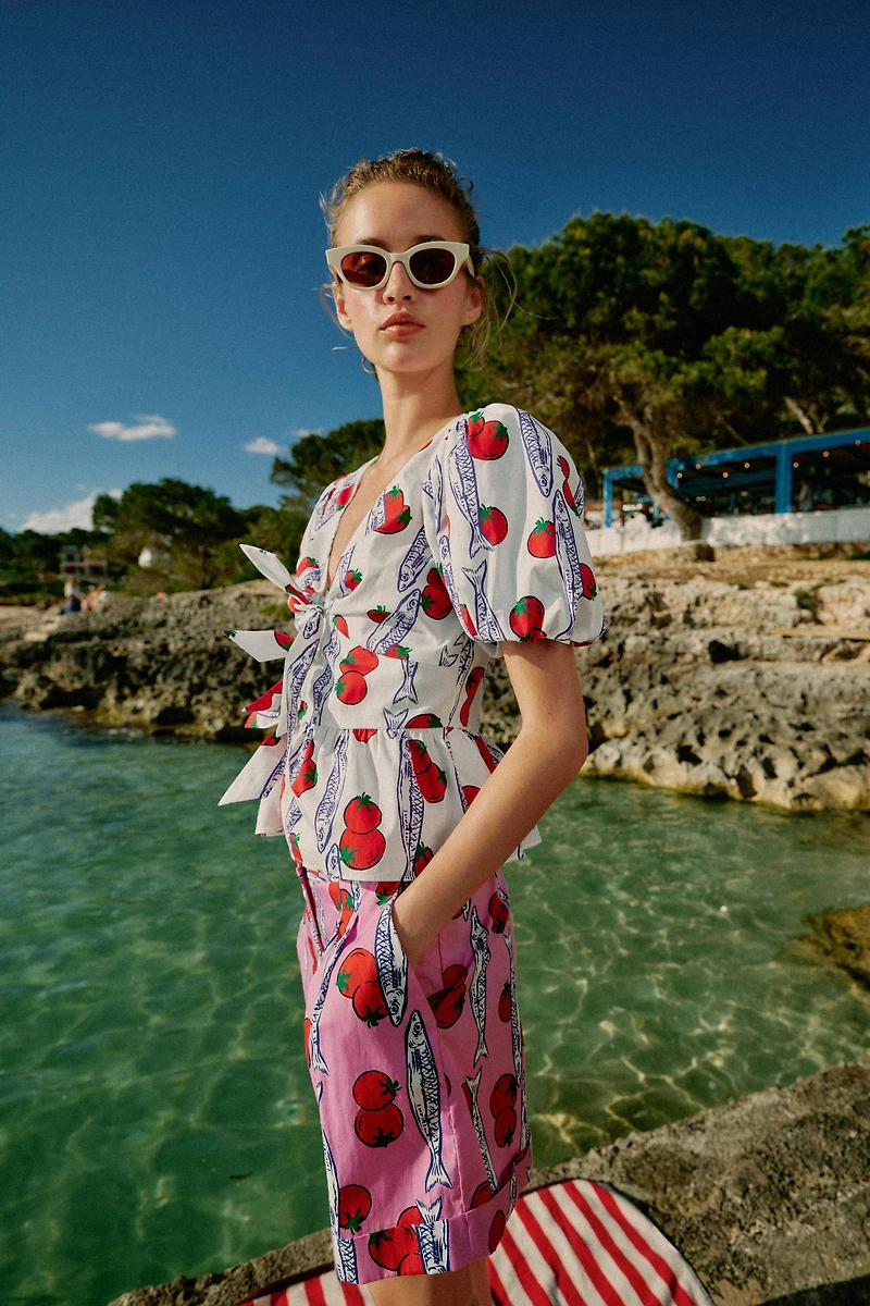 SHORT IMPRIMÉ À PINCES