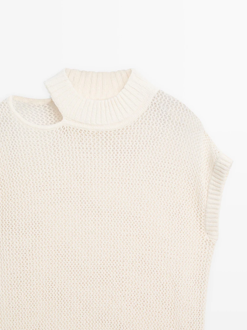 Top en maille à col fendu