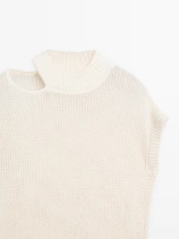 Top en maille à col fendu