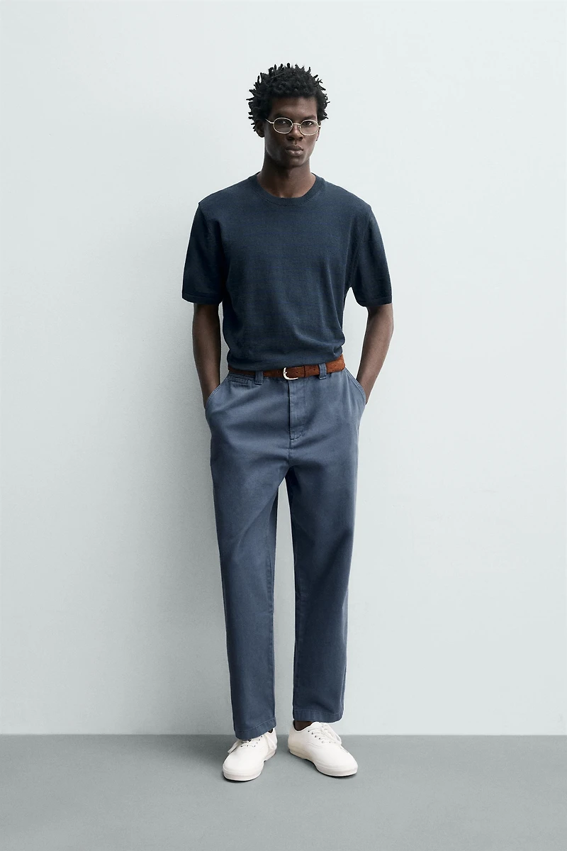 WASHED STRAIGHT FIT CHINO PANTS