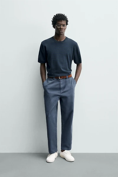 WASHED STRAIGHT FIT CHINO PANTS