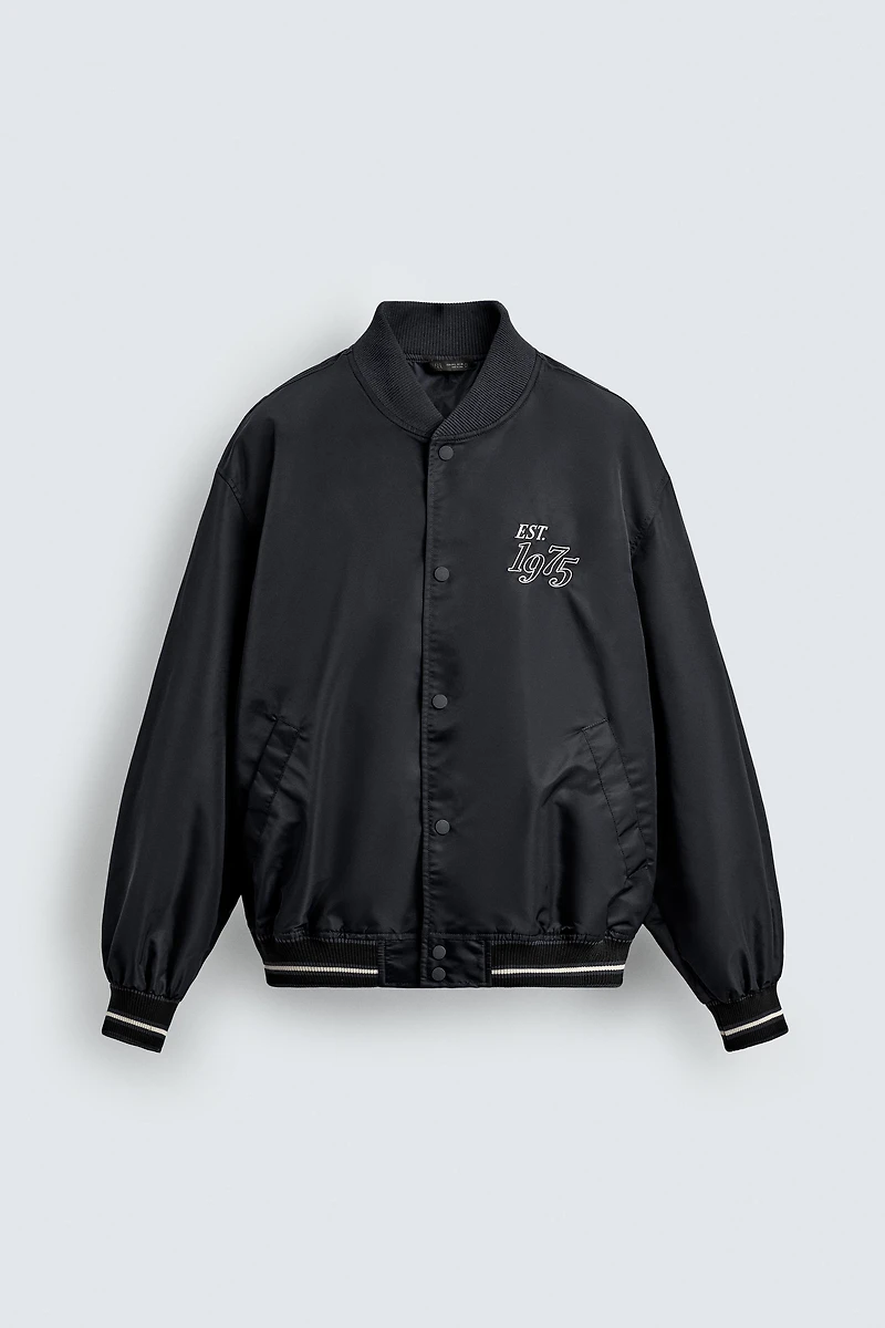CONTRAST EMBROIDERED BOMBER JACKET