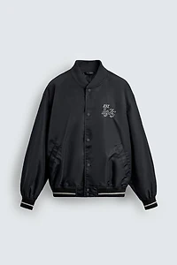 CONTRAST EMBROIDERED BOMBER JACKET
