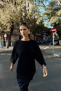 COMBINATION LACE KNIT SWEATER