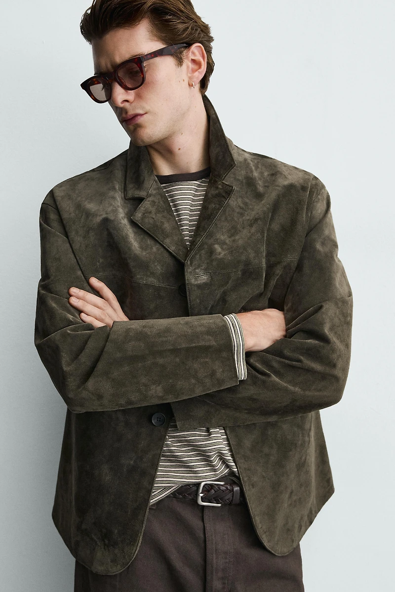 BLAZER EN CUIR ET DAIM