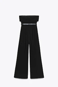 CREPE BUSTIER JUMPSUIT WITH BELT