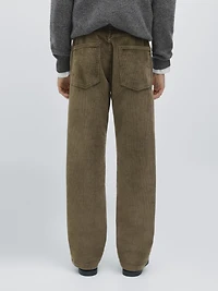 Pantalon relaxed fit effet jean en velours côtelé