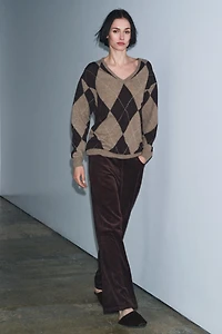 PULL 100% LAINE À LOSANGES