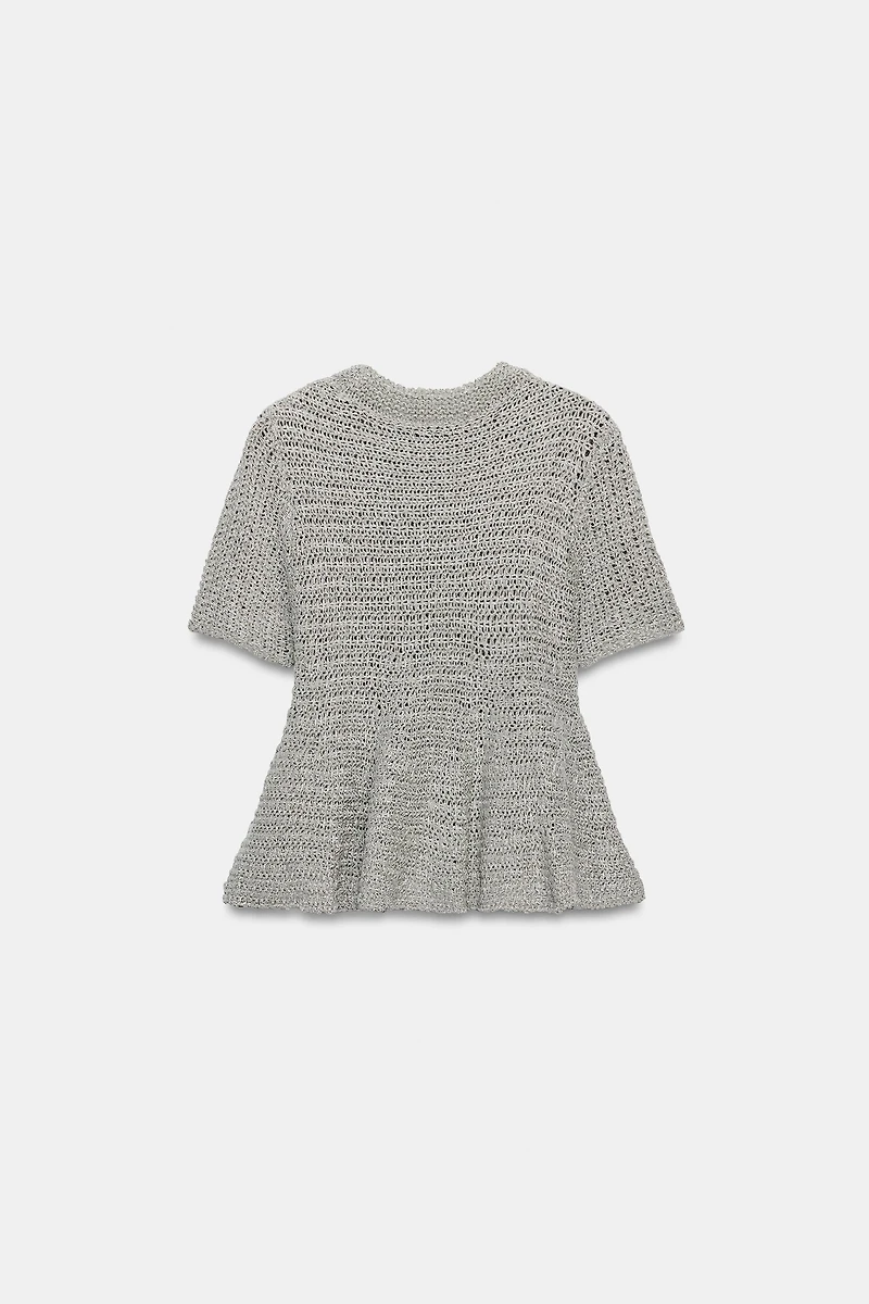 PEPLUM OPEN KNIT TOP