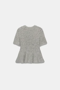 PEPLUM OPEN KNIT TOP