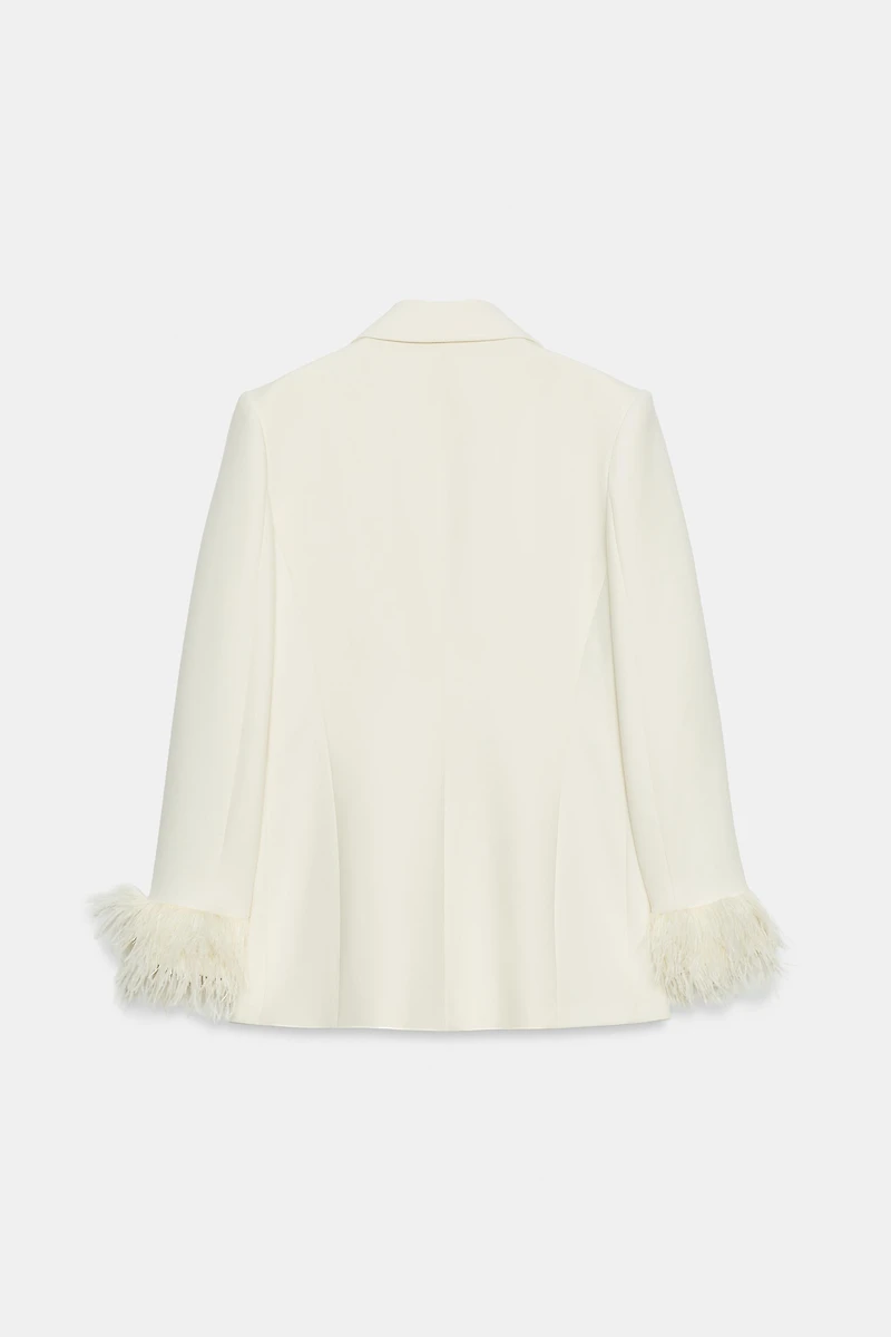 BLAZER WITH FEATHER CUFFS