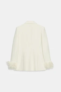 BLAZER WITH FEATHER CUFFS