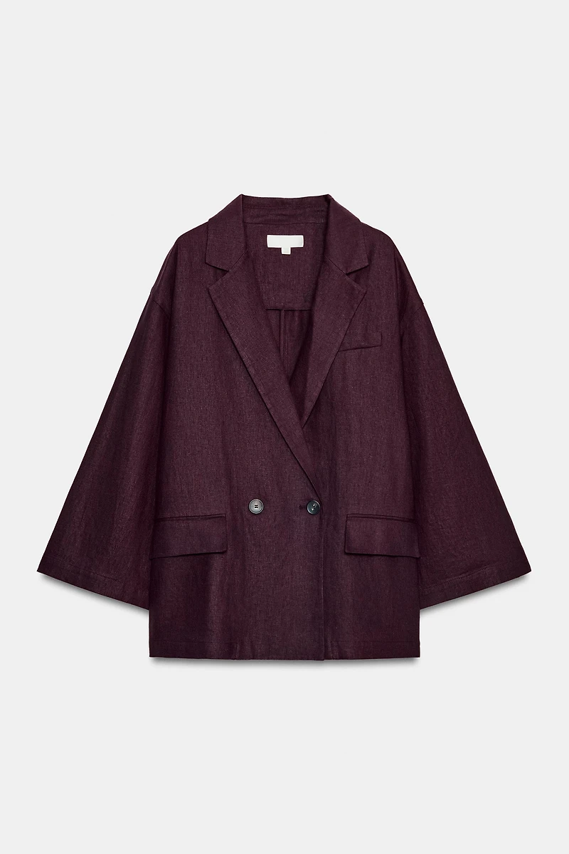 VESTE À BOUTONNAGE CROISÉ AVEC LIN