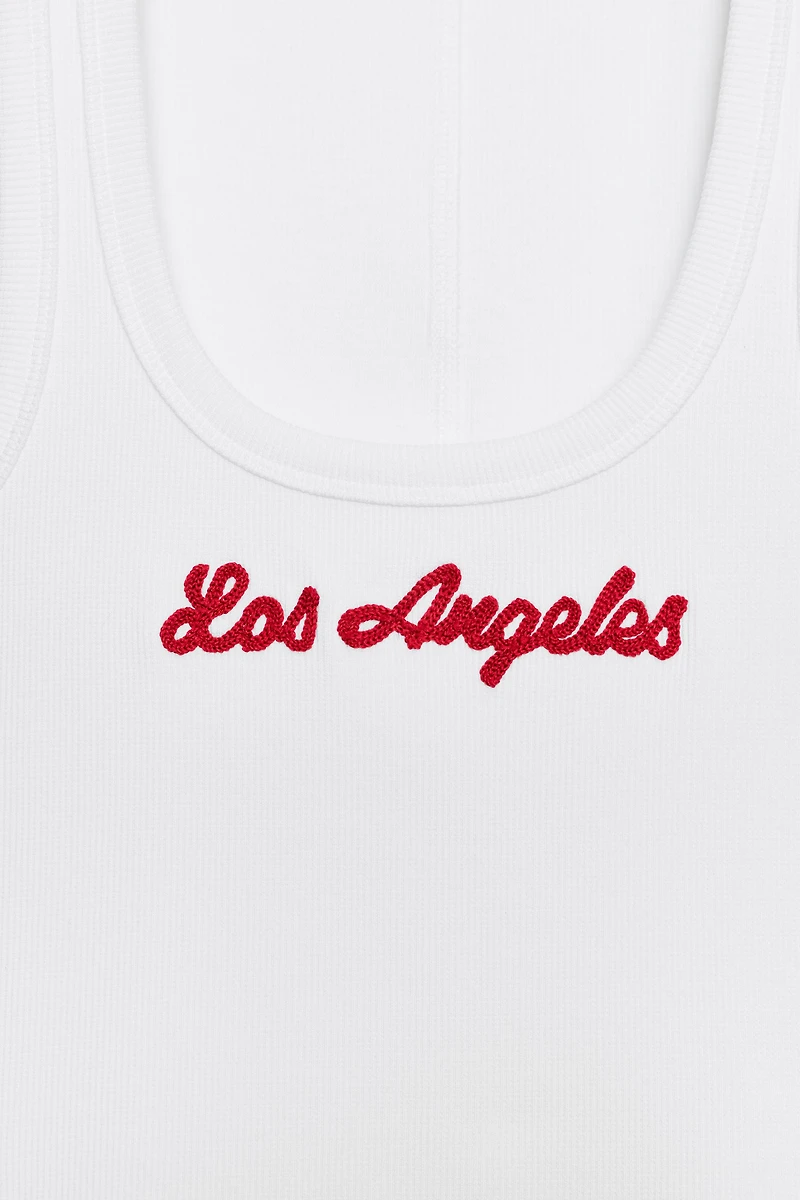 RIBBED TEXT T-SHIRT