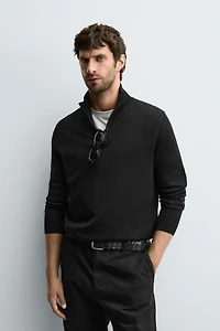 100% WOOL QUARTER-ZIP SWEATER