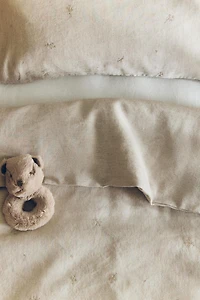 HOUSSE DE COUETTE ENFANT LIN BRODERIE FLEUR